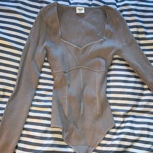 Abercrombie & Fitch Gray Ribbed Bodysuit